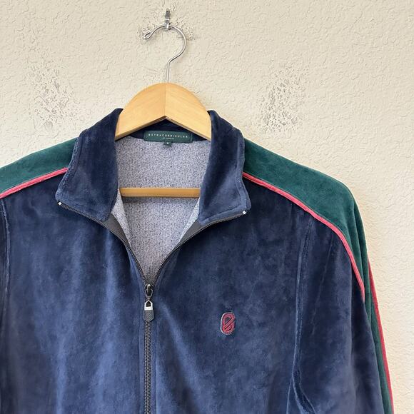 EXTRACURRICULAR Velour Jacket Navy Blue Full Zip Track Training Outdoor - Picture 4 of 8